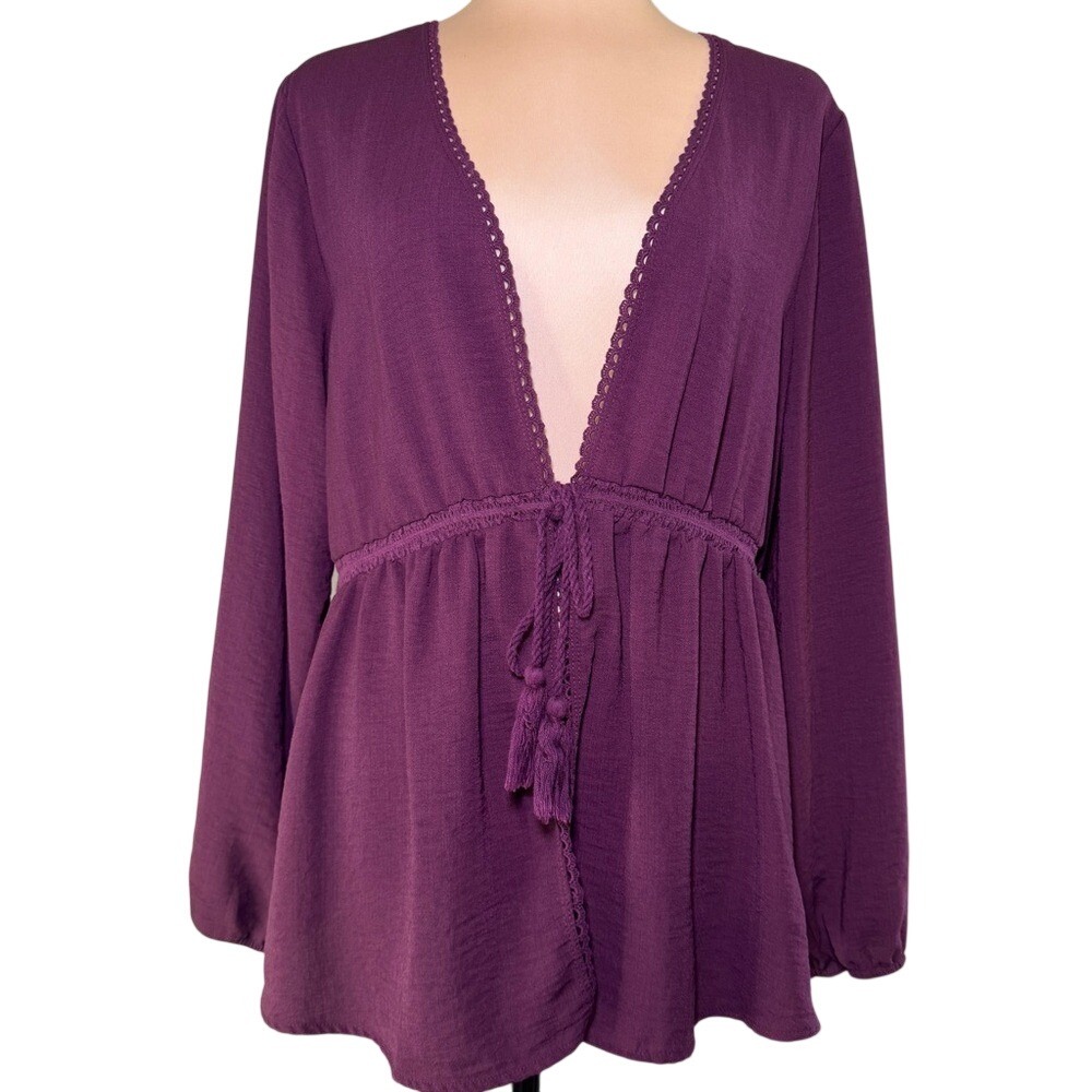 Maurice's Long Sleeve Lightweight Tie Open Front Cardigan Cover Up Size Medium